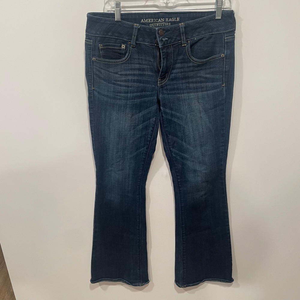 American Eagle Artist Stretch Jeans Dark Wash Flare Leg Denim‎ Size 10 R 32x30
